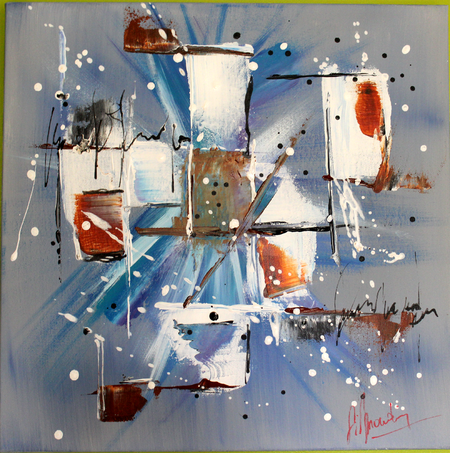 Gr&eacute;ages - Acrylique sur toile coton 50x50 - Trop tard, il est parti !