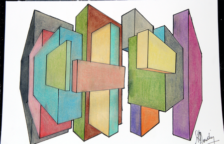 Flottaison - Crayon sur papier blanc A3 250 g/m&sup2;