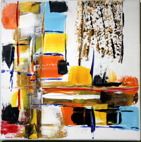 Pluie d'Or - Acrylique sur toile 30x30