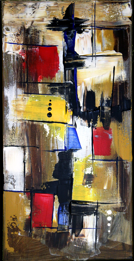 Au c�ur du village - Acrylique sur toile 30x60